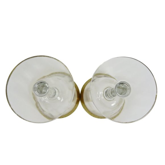 Vintage TWO (2) Tiffin? Minton? Gold Encrusted Band Clear Optic 6.75" Glasses - Picture 10 of 12